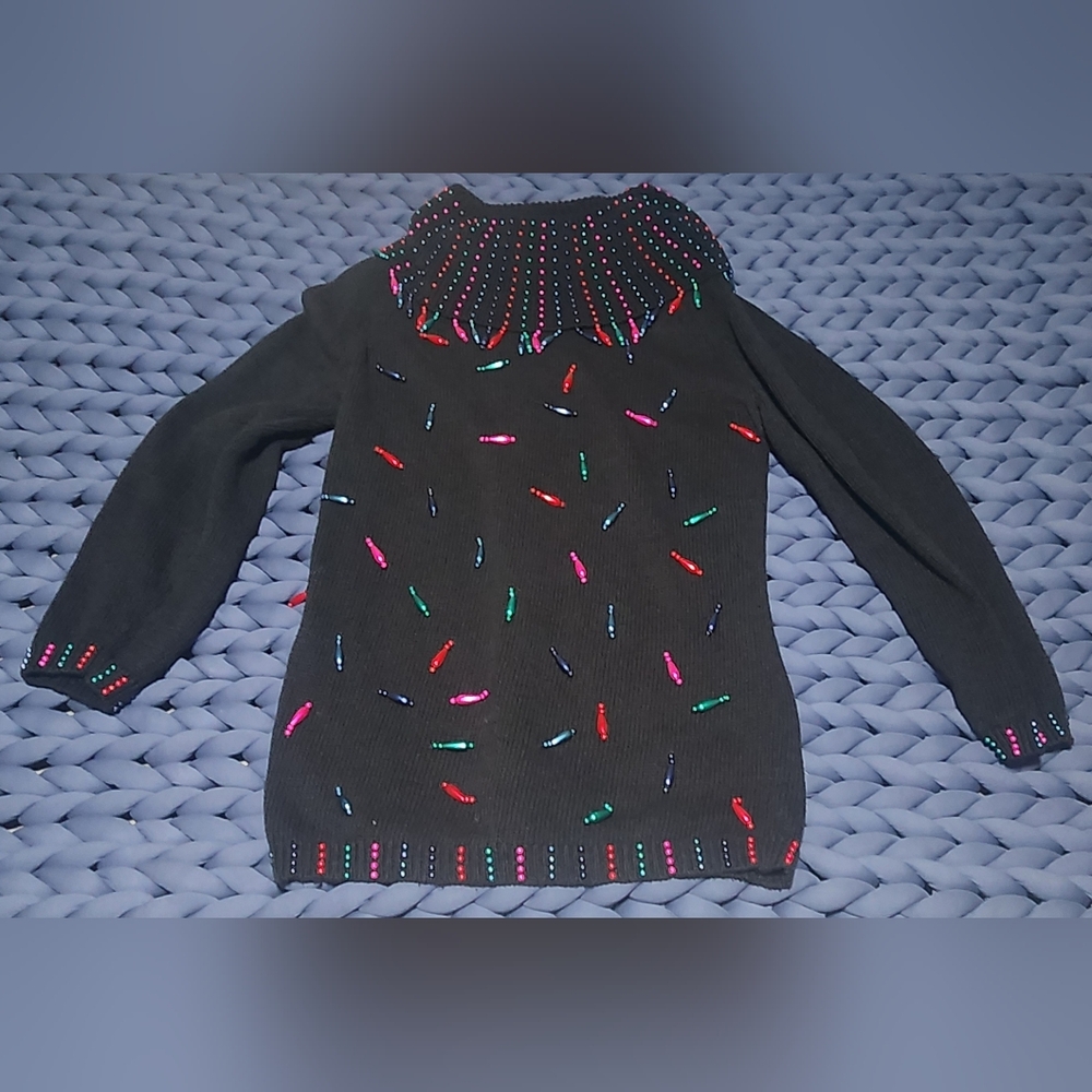 Victoria Harbour Beaded Black Women's Sweater Size Small